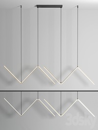 Zigzag Pendant Light Fixture Minimalism Aluminum Dining Room LED Ceiling Light in Black