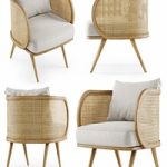 Wooden rattan lounge chair C20 by Bpoint Design / Rattan chair