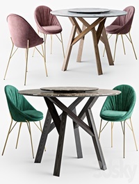 Calligaris Jungle round table Lilly chair set