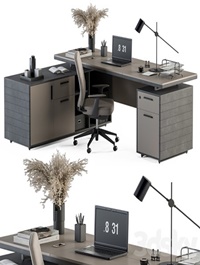 Boss Desk Cream and Black - Office Furniture 255