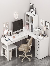 IKEA corner workplace with ALEX table and ALEFJALL chair