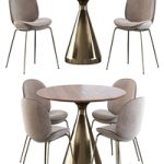 Gubi Beetle Chair and Silhouette Pedestal Round Dining Table