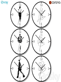 A set of wall clocks with fashion silhouettes