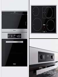 Miele - oven H 2265 B Active, double boiler DG 6030 and cooking surface KM 6117