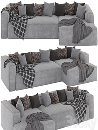 3-seater Blok sofa with right chaise longue