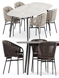 Cricket chairs and Ellisse table by Varaschin