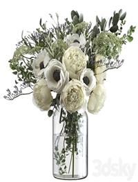 Bouquet with flowers and eucalyptus