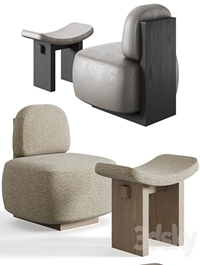 Yoshida Chair + Nara Stool by Secolo