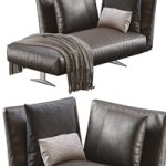 Chaise Lounge Evergreen Leather By Flexform