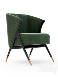 Lacquer Wooden and Velvet Lounge Armchair - 2