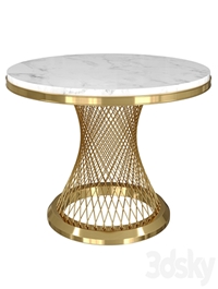 Modern Round Dining Table Stainless Steel Sintered Stone Plinth Tabletop Golden