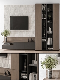TV Wall Concrete and Wood - Set 22