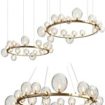 LED Postmodern Iron Glass Bubble Round Gold Black Silver Pendant Lights