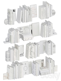 A set of white books with bookends