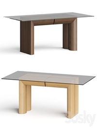 Crate and Barrel Emma Wood and Glass-Top Dining Table