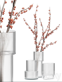 H&M Glass Vases with red berry branch