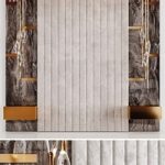 Headboard Rex Marble Brown and Beige Fabric Panels