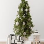 Christmas Decoration 23 – Christmas White and Green Tree with Gift