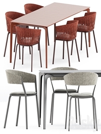 AllSize table and Ria Dining armchair with woven rope by Fast