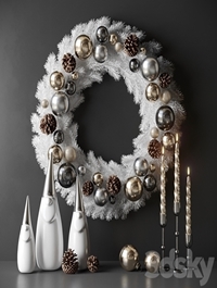 Christmas decor with candles and wreath