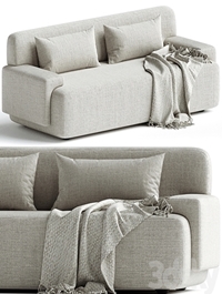 Popus Editions Lena 3 Seater Sofa in Egg Shell Off-White Como Velvet Fabric