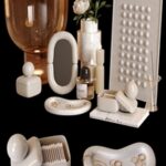 Beige decor set with peony flowers Beige decor set with peony flowers