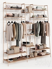 Clothes wardrobe wooden rack