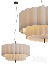 Folia large scalloped natural linen pendant