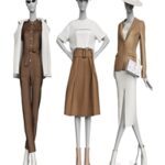 Set of classic women's clothing on mannequins
