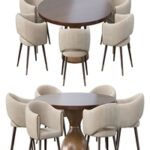 GRACE ARMCHAIR and POINT REYES BOTTICELLI LARGE ROUND DINING TABLE