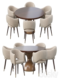 GRACE ARMCHAIR and POINT REYES BOTTICELLI LARGE ROUND DINING TABLE