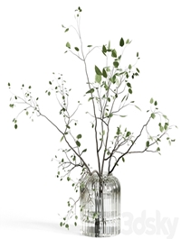 Branches plant with galss vase white - bouquet 22