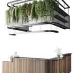 Coffee shop reception, Restaurant counter by hanging plant – 03