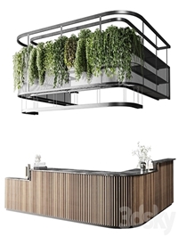 Coffee shop reception, Restaurant counter by hanging plant - 03