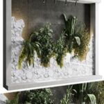 Vertical Wall Garden With concrete frame – wall decor houseplants indoor 02