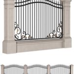 Classic style fence with wrought iron railing.Entrance Driveway Iron Gates