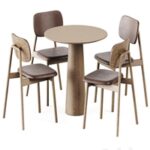 Table P.O.V. D80 by Ton and Wooden Klara Chair Upholstered by Moroso