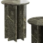 PASAR ROUND GREEN MARBLE SIDE TABLE