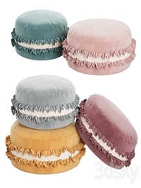 Macaron Pouf, Velour Cookie pillow