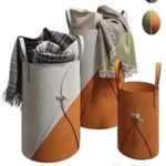 Leather folding laundry and storage basket 001