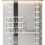 Glowing shelves for a cosmetics store