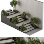 Landscape Furniture stairs with ivy and Garden – Architect Element 57