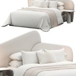 Rounded Linen Upholstered Headboard Bed Rounded Linen Upholstered Headboard Bed