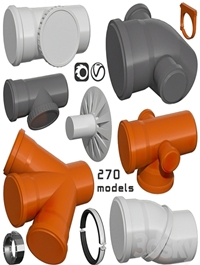 Counstraction designer water supply sewerage pipes fittings clamps crosspieces couplings