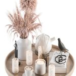 Wood and Pink Decorative Set with Wheat – Set 94