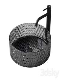 REA Cristal black washbasin with Gusto One tap