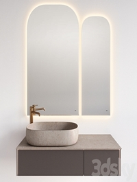 Sink with MAGICA cabinet, VETRATA mirror and ETERNA mixer, Kerama Marazzi