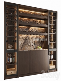 Wine Cabinet With Glasses & Decoration 003