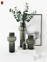 Decorative set with Glass Vase