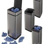 Set of trash cans with contents